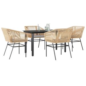 Set da Pranzo da Giardino per 4 Persone in Rattan PE Marrone con Telaio in Acciaio, Resistente ai Raggi UV, Design Contemporaneo - Product Image 1