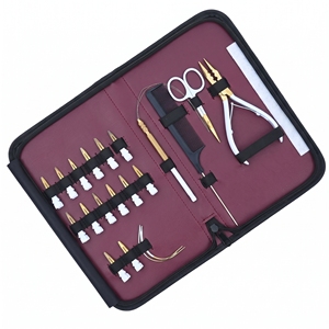 Kit d'outils professionnels tout-en-un pour extensions capillaires : pinces à micro-anneaux, pinces de dépose, coupe-keratine, ciseaux à boucles, pinces à clips - Product Image 1