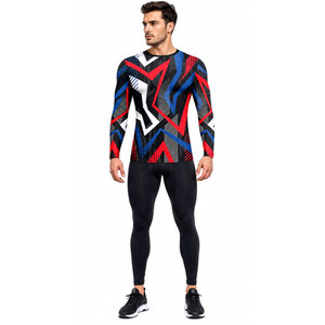 Men's Full Sleeve Rash Guard Sublimation Printed <b>Compression</b> <b>Shirt</b> Red Blue <b>Black</b> Quick Dry Sportswear - Product Image 4