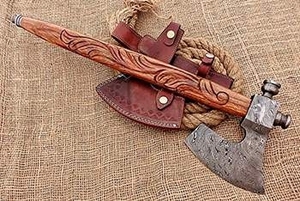Hache à main artisanale en acier Damas avec manche en bois de rose pour le travail du bois, personnalisation ODM/OEM, 1 kg - Product Image 2