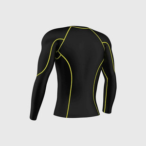 Men's Eco-Friendly <b>Black</b> <b>Long</b> <b>Sleeve</b> Compression Shirt Crew Neck Quick Dry Solid Spandex/Polyester Blend Fitness <b>Top</b> - Product Image 2