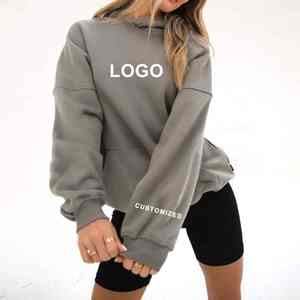 Sudadera con Capucha de Felpa con Estampado Puff Extra Grande y Logotipo Personalizado para Mujer, Sudadera Vintage de Cuello Redondo de Algodón al por Mayor para Mujer - Product Image 4