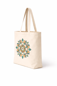 Sac fourre-tout en toile écologique 16x14x5 pouces avec imprimé géométrique, sac de courses réutilisable en coton, logo personnalisé, vente en gros - Product Image 3
