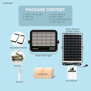 Projecteur solaire extérieur Homehop, étanche, 200W LED, sans fil, lampe murale automatique pour la maison, le jardin, le balcon et la terrasse - Product Image 6