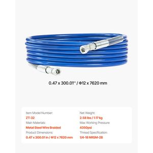Tuyau flexible en caoutchouc pour pulvérisateur sans air haute pression de 25 pieds, 1/4 universel, 4350 PSI - Product Image 4