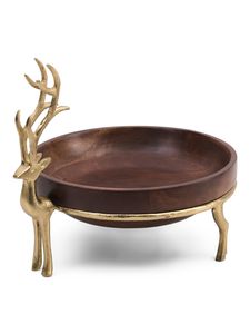 Cuenco de Madera de Lujo con Base de Metal con Forma de Ciervo, Cuenco Decorativo para Frutas, Cuenco Rústico Hecho a Mano para Servir, Centro de Mesa para Decoración del Hogar, Uso en Diversos Tipos de Eventos - Product Image 2