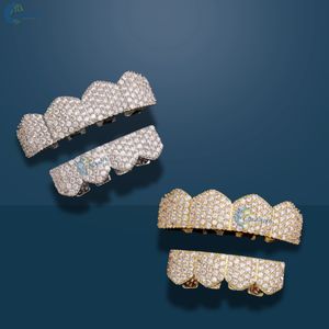 Grillz de Lujo con Moissanita VVS1, Grillz Personalizados de Oro Amarillo de 10K, Grillz Superiores e Inferiores con Incrustaciones de Diamantes para Hombre - Product Image 1