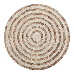 Concentric Stripe Scalloped <b>Stools</b> Mother of Pearl Handcrafted Mosaic Small Side <b>Table</b> For Living Room Bedroom Decor Use - Product Image 3