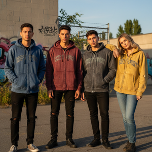 Conjunto de sudadera con capucha y pantalón cargo de algodón con cremallera, bordado de apliques y lavado ácido Rexfit Sports - Product Image 3