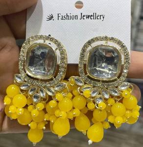 Pendientes de Araña de Lujo en Color Amarillo Pastel con Cuentas, Hechos a Mano, de Aleación de Zinc Chapada en Oro, Joyería Étnica Tradicional para Bodas, para Mujer - Product Image 6