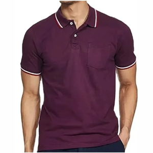 Polo Morado Sólido para Hombre, Manga Corta con Bolsillo, Estilo Oxford Informal - Product Image 3