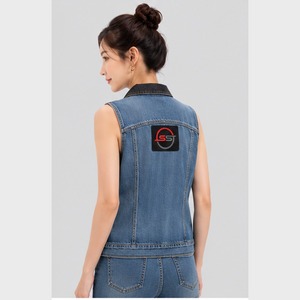 Premium Cotton Denim Vest Sleeveless Button-Up Jean <b>Waistcoat</b> with Classic Collar for Casual Outdoor and Daily Wear <b>Women</b> - Product Image 5