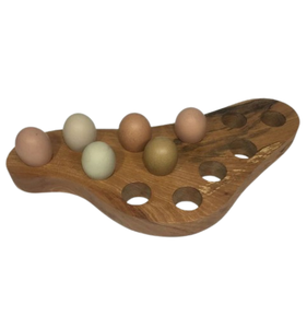 Solid Acacia Wood <b>Egg</b> Tray Unique Style <b>Egg</b> Holder Plate with Countertop Display Kitchen <b>Storage</b> Rack Serving Trays - Product Image 1
