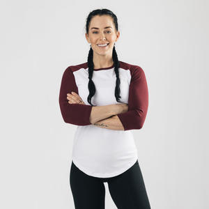 T-shirt pour femme de luxe, doux, à manches 3/4, col rond, coupe ajustée, 100% coton, respirant, écologique, T-shirt pour femme à manches 3/4 - Product Image 3