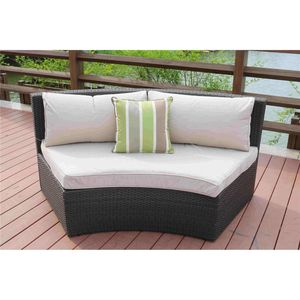 Ensemble de canapés d'extérieur en osier demi-lune avec table basse Collection de meubles de jardin - Product Image 3