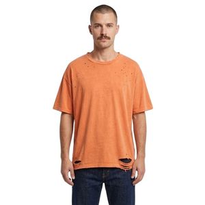 Camiseta Vintage para Hombre, Estilo Desgastado, 100% Algodón, Manga Corta, Casual, con Detalle de Dobladillo Desgarrado Sutil, Estilo Urbano Relajado - Product Image 1