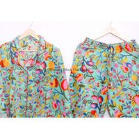 Ensemble de pyjama en coton biologique de luxe de haute qualité pour femmes, imprimé floral, vêtements de nuit longs avec logo sur le devant, cadeau idéal