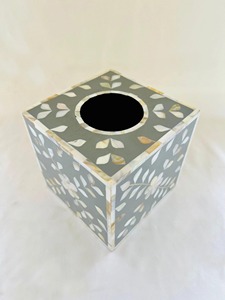 Moderna Cubierta para Caja de Pañuelos de Perla Pulida, Porta Servilletas Cuadrado Decorativo con Diseño Incrustado HASAN CRAFT para Hogar, Baño y Cocina - Product Image 2