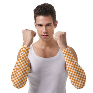 Manchon de bras à carreaux orange et blanc, anti-UV, compression, rafraîchissant, pour le cyclisme, les sports de plein air, unisexe, adulte, design respirant - Product Image 2
