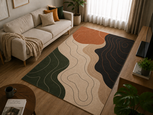 Custom Hand Tufted Wool <b>Rug</b> Modern Abstract Topographic Earth Tone Area <b>Rug</b> for Living Room Mid Century <b>Boho</b> Carpet OEM - Product Image 2