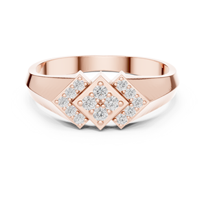 Rose Gold Lab Grown Diamond Geometric Square Cluster <b>Ring</b> <b>for</b> <b>Men</b>, Modern Statement Wedding Band Fine Jewelry Gift - Product Image 3