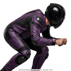 Dumela Moto-Pro <b>Purple</b> Black Leather Windproof Waterproof Breathable Racing <b>Suit</b> Full Body Protection Abrasion Resistant Custom - Product Image 4
