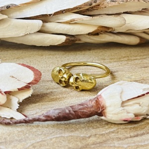 Statement Design Skull <b>Ring</b> Gothic Brass Band <b>Ring</b> For Men Gold Plated Double Skeleton <b>Open</b> Jewelry Wholesale Punk Biker <b>Ring</b> - Product Image 5
