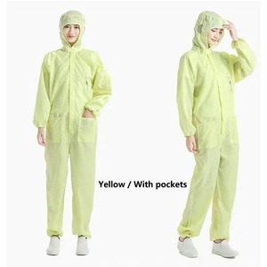 Unisex Polyester Protective <b>One</b>-piece Coveralls Dust-proof Static Cleanroom Garment Pockets Needle Detection <b>Paint</b> Work AM-01 - Product Image 1