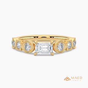 แหวนหมั้นทองคำขาว 14K ประดับมอสซาไนต์ทรงเหลี่ยมมรกต แหวนแต่งงานทรงเรขาคณิต เครื่องประดับเจ้าสาวสุดหรู สหรัฐอเมริกา - Product Image 1