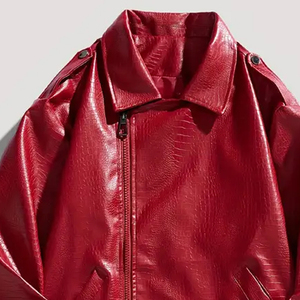 Chaqueta Bomber de Cuero Sintético PU de Diseño Personalizado a la Moda, Unisex, con Logotipo Personalizado, Estilo Vintage, Corte Holgado, Chaqueta Urbana - Product Image 3