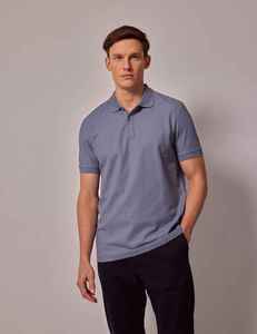 เสื้อโปโลแขนสั้นสีฟ้าอ่อนสำหรับผู้ชาย ผ้าฝ้ายปิเก้ ระบายอากาศได้ดี สวมใส่สบาย สีพื้น ทรงปกติ รับผลิตแบบ OEM ODM ตามสั่ง - Product Image 3
