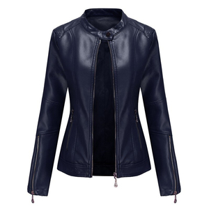 Premium Quality Women's <b>Top</b> High 100% <b>Cow</b> Hide Original Pure Leather Jacket Cotton Filling <b>Printed</b> Fabric Embroidery Decoration - Product Image 2