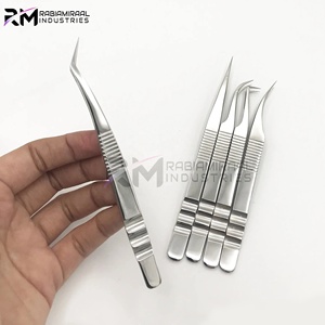 Nouveauté - Pince à épiler incurvée en argent avec logo personnalisé, pointe en fibre, acier inoxydable, pince à épiler professionnelle pour extensions de cils - Product Image 5