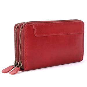 Bolso de Mano Personalizable de Cuero Rojo, Costuras Finas, Textura Suave, Diseño Vintage, Patrón de Leopardo, Cierre de Cremallera con Bloqueo RFID - Product Image 1