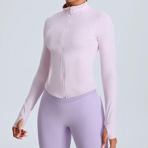 Women's Slim Fit Gym Fitness Workout Cropped Tops Long Sleeve <b>Yoga</b> Coat Zipper Design Sports Wear Running <b>Yoga</b> <b>Jacket</b> for Women - Product Image 1