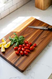 Planche à découper rectangulaire en bois de bambou avec poignée, pour la cuisine, durable, facile à laver au lave-vaisselle, planche à fromage, 2 cm d'épaisseur - Product Image 3