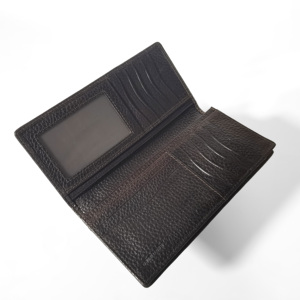 High Quality Handmade Castello Genuine Pebble Top Grain Leather Long <b>Wallet</b> Open Closure in Black Brown Navy Burgundy Green - Product Image 2