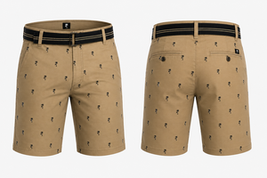 Shorts en toile unis pour hommes, coupe classique, kaki, coton, fermeture à cordon, style urbain, anti-plis, séchage rapide - Product Image 3