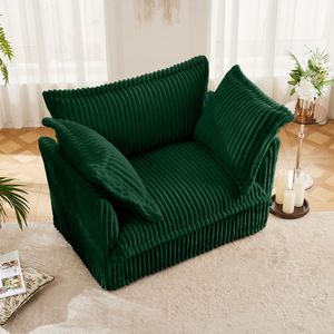 Comoda Poltrona Singola con 1 Grande Cuscino Schienale e 2 Grandi Cuscini Decorativi, Rivestita in Tessuto, per Soggiorno, Varie Misure Grandi - Product Image 4