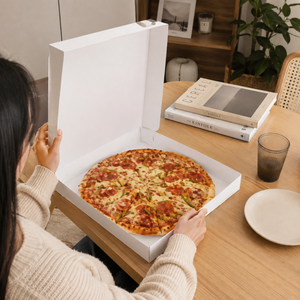 Meilleures ventes au Vietnam, boîte à pizza en papier pliable et recyclable, boîte à pizza blanche, boîte d'emballage à emporter personnalisée, écologique - Product Image 5