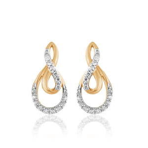 Anting-anting berlian emas kuning 18K model tetesan air mata, potongan bulat, berlian hasil lab, mewah, untuk wanita. - Product Image 1