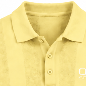 เสื้อโปโลถักแขนยาวสีเหลืองเลมอนสำหรับผู้ชาย ดีไซน์ลายทางแนวตั้ง ขอบแขนเสื้อแบบริบ ผ้าคุณภาพพรีเมียม สไตล์ลำลอง ไซส์ S - Product Image 3