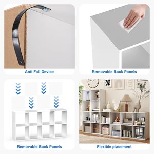 Libreria a 8 cubi con 4 pannelli posteriori rimovibili, organizer per soggiorno, camera da letto e ingresso - Product Image 2