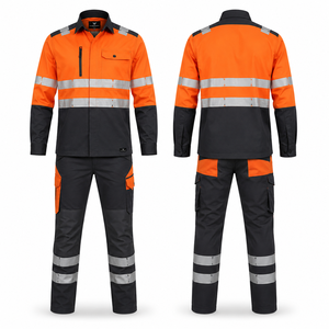 Uniforme de Trabajo de Alta Visibilidad para Hombre, Chaqueta y Pantalones de Seguridad de Algodón con Franjas Plateadas y Bolsillos - Product Image 4
