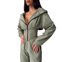 Nouvel ensemble pull décontracté pour femme, couleur unie, à capuche, taille ajustée, écologique, respirant, séchage rapide, 100 % polyester, collection automne-hiver