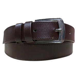 High Quality Cow Leather Men's <b>Belt</b> Copper Square Pin Buckle Double Stitching Braided 35mm Fine Texture Casual Daily Wear - Product Image 2