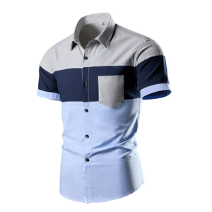 Men's Casual Short Sleeve <b>Mandarin</b> <b>Collar</b> <b>Shirt</b> Breathable Sustainable Printed Design - Product Image 1