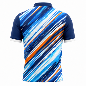 T-shirt pour homme à manches courtes en tissu Dotknit imprimé par sublimation bleu, orange et blanc, 170 GSM, de qualité supérieure, séchage rapide, coupe classique, décontracté et sportif - Product Image 2