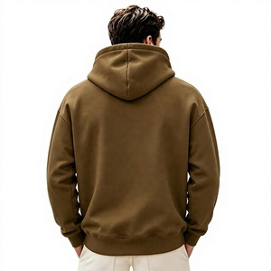 Sweat à capuche décontracté pour homme, en molleton doublé, en coton/polyester respirant, manches longues, couleur unie, idéal pour l'hiver - Product Image 3