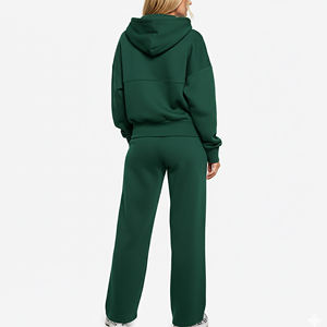 Sweat à capuche et pantalon de survêtement en molleton zippé 100 % coton 300 g/m² sur mesure, respirant, pour l'hiver, style streetwear, pour femme (lot de 2) - Product Image 5